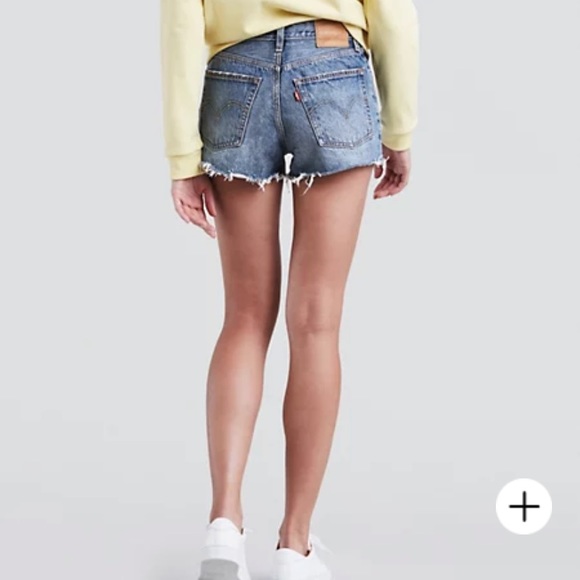 Levi’s 501 Mid Rise Denim Shorts Sz 27/4 “Back to Your Heart” Medium Blue - Picture 2 of 8